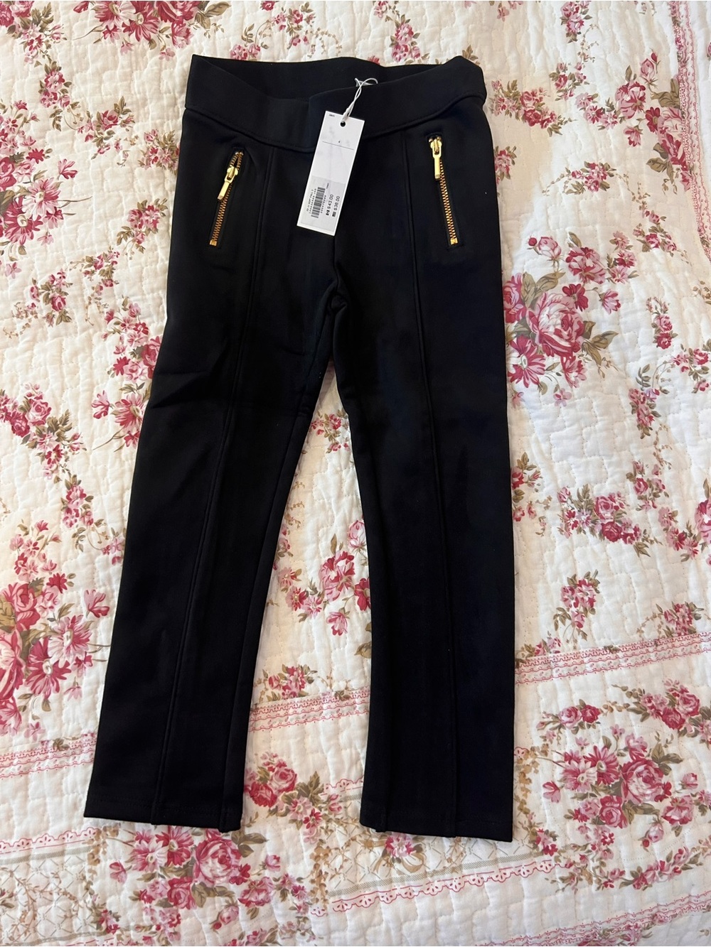 Black Suede Kids Zip-Pocket Ponte Pants